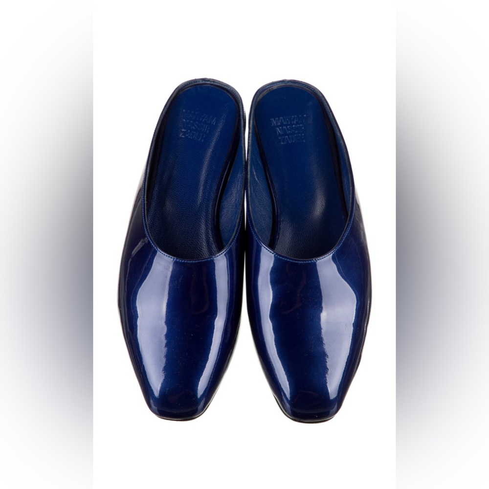 Maryam Nassir Zadeh Patent Blue Leather Mules size 38